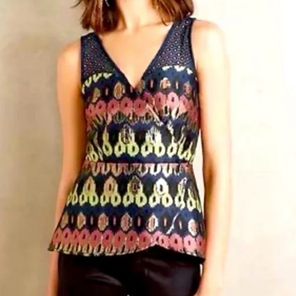 HD in Paris jacquard geometric Patterned Sleeveless Top with lace